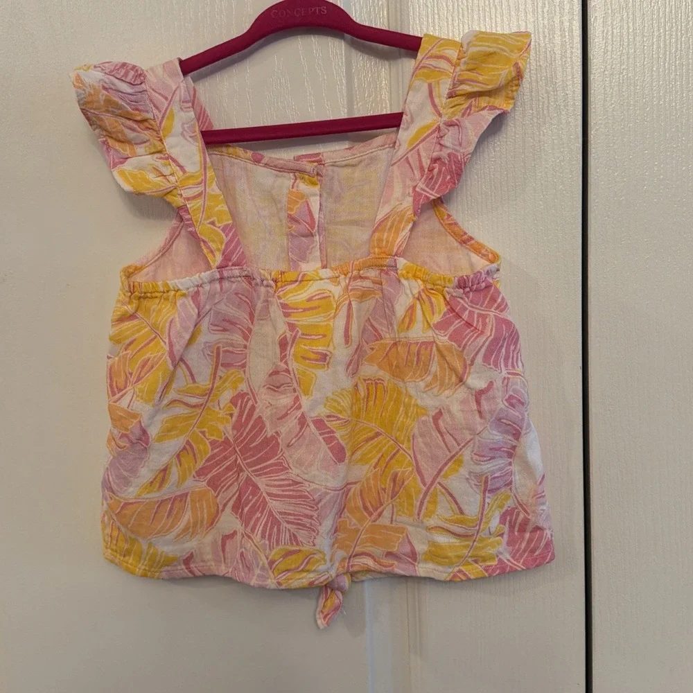 Cat & Jack Toddler Girls Sleeveless Tropical Top Size 5T 100% cotton Pink Yellow